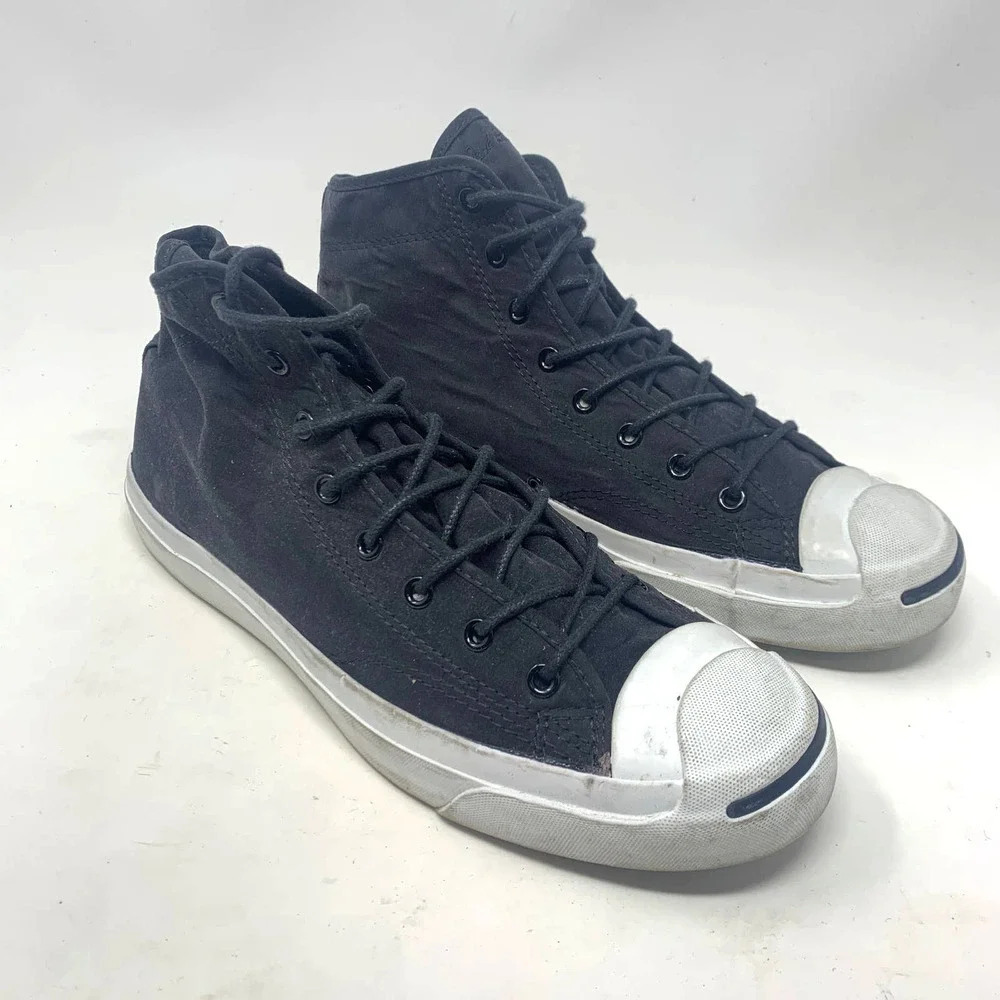 Converse Jack Purcell Canvas High Top Sneakers‎ Black White Size 10.5